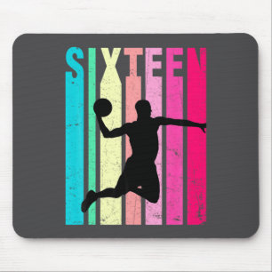 16. Geburtstag Retro Basketball Fans 16 Jahre alt Mousepad
