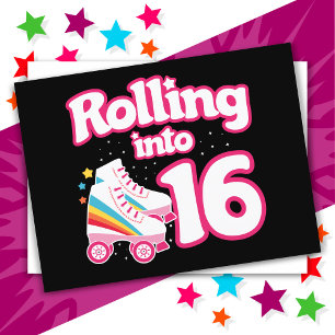 16. Geburtstag Rollschuhlaufen 16 Jahre alt Skate Postkarte