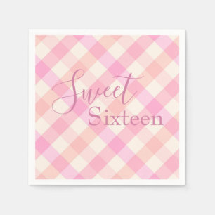 16 . Geburtstag Rosa Karierte Farbe Serviette
