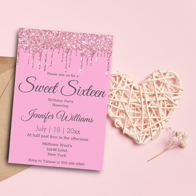 16 . Geburtstag Rosa Luxus Tropfende Glitzer Einladung (Von Creator hochgeladen)