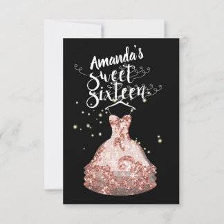 16 . Geburtstag Rose Dress Florals Princess Stars Einladung