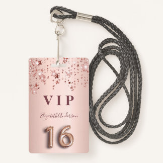 16. Geburtstag Rose Gold rosa Sterne Ballon Schrif Ausweis
