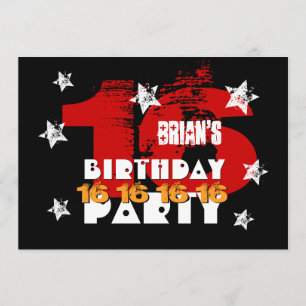 16. Geburtstag Schwarz-Weiße Sterne Rett Datum K04 Save The Date