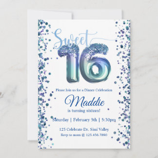 16 . Geburtstag, Sechzehn, Teen-Party Einladung
