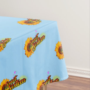 16 . Geburtstag Sonnenblumen und Balloons auf Ligh Tischdecke