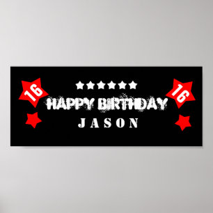 16. Geburtstag Star Banner Individuelle Name V16S  Poster