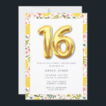 16 . Geburtstag Summer Lemon Birthday Party Einladung<br><div class="desc">Sommer inspiriert Zitronenblumenmuster Design 16 . Geburtstag Geburtstagsfeier Einladung. Niedlich für alle Teenager,  die ihr 16 . Geburtstag im Frühling oder Sommer feiern. Eine lustige und helle sechzehnte Geburtstagsfeier Einladung.</div>