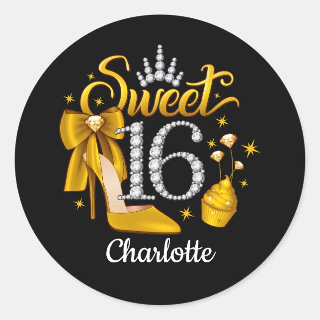 16. Geburtstag Sweet 16 Girl’s Runder Aufkleber (Vorderseite)