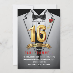16. Geburtstag Sweet 16 Tuxedo Einladung