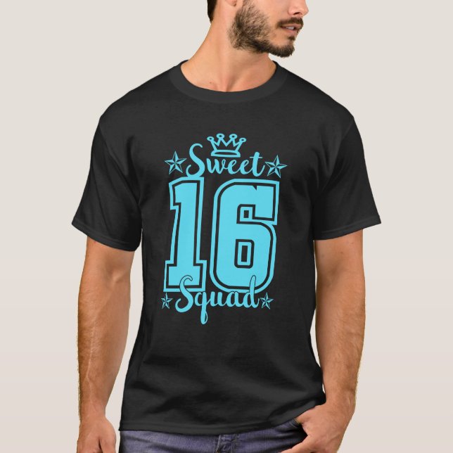 16. Geburtstag T Shirt - Sweet 16 Squad (Vorderseite)