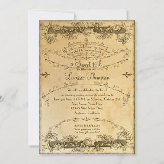 16. Geburtstag Tee Vintag gefeiert Feier Invi Einladung