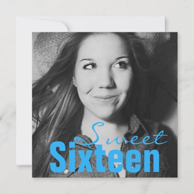 16 . Geburtstag Teen Birthday Party (Hell Blue) Einladung (Vorderseite)