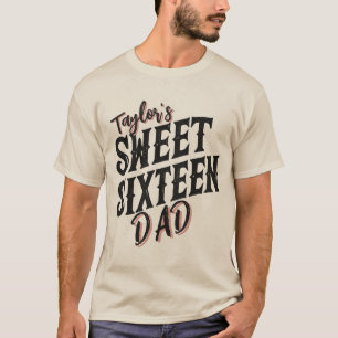 16 . Geburtstag Vater Moderner Schwarzer und Rosa  T-Shirt