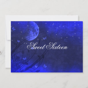 16 . Geburtstag, verzauberter Abend, blaue Einladu Einladung