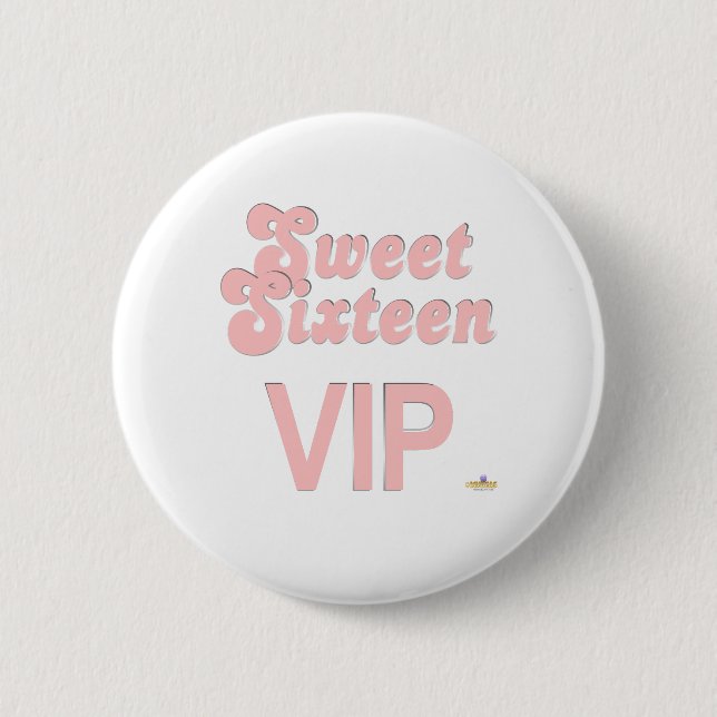 16 . Geburtstag VIP Rosa und Silber Button (Vorderseite)