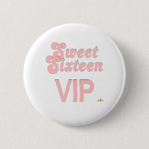 16 . Geburtstag VIP Rosa und Silber Button