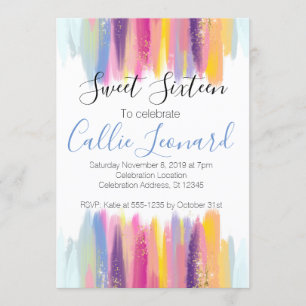 16 . Geburtstag Watercolor Glitzer Geburtstag Einladung