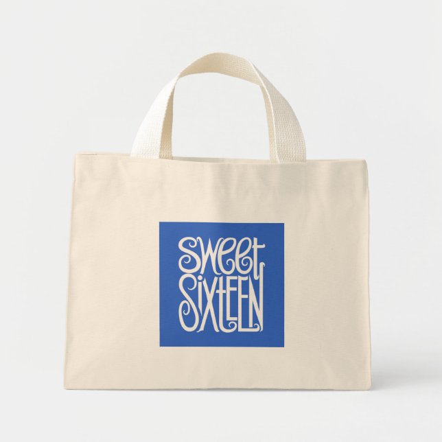 16 . Geburtstag Weißtasche Mini Stoffbeutel (Vorne)
