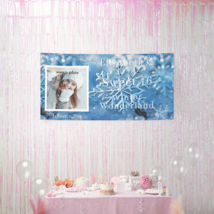 16 . Geburtstag Winter Wonderland Snowflake Banner