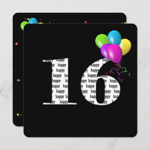 16. Geburtstagsfeier mit Ballon-Bunch Einladung