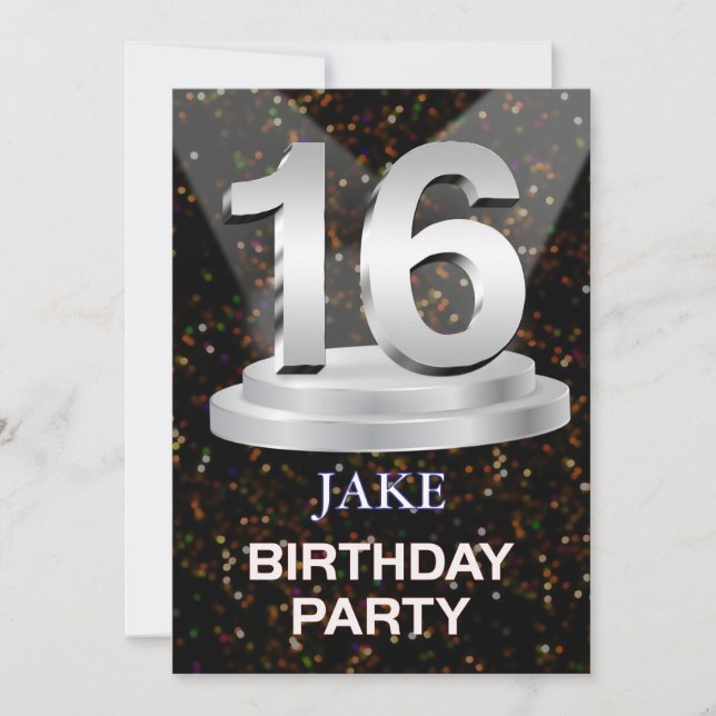16. Geburtstagsparty Einladung einen Namen hinzufü (Vorderseite)