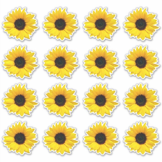 16 Gelbe Sonnenblume Blume Kiss-Cut Stickers Aufkleber (Vorderseite)