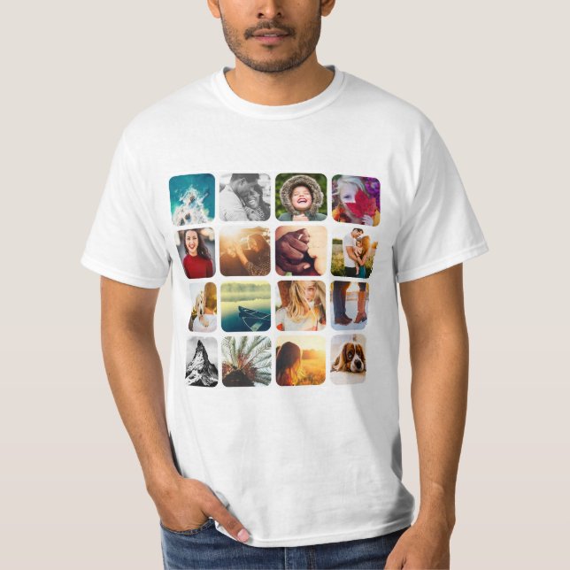 16 gerundeter Rahmen für Fotomodulenquadrat T-Shirt (Vorderseite)