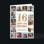 16. Happy Birthday Gold und White Foto Collage Karte<br><div class="desc">16. Happy Birthday Gold und White Foto Collage Geburtstagskarte. Für weitere Anpassungen klicken Sie bitte auf die Schaltfläche "Anpassen" und verwenden Sie unser Designwerkzeug,  um diese Vorlage zu ändern.</div>