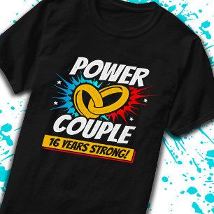 16. Hochzeitstag Verheiratete Paare 16 Jahre Stark T-Shirt