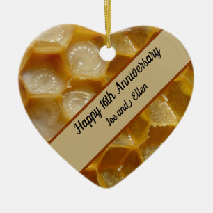 16. Hochzeitstag, Wachs-Keepake-Herz Keramik Ornament