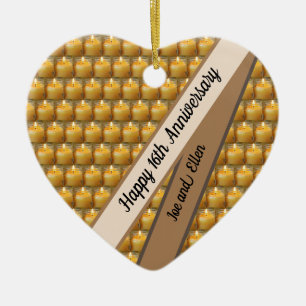 16. Hochzeitstag, Wachs-Keepake-Herz Keramik Ornament