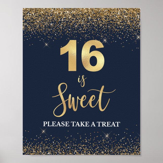 16 ist Sweet Bitte nehmen Sie eine Leckerei Navy & Poster (Vorne)