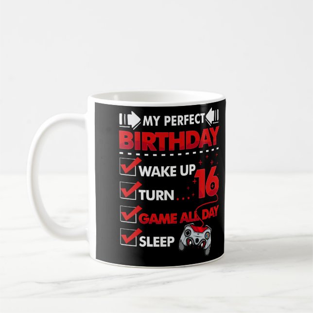 16-jähriger Gamer Boy 16. Perfect Birthday Gaming Kaffeetasse (Links)