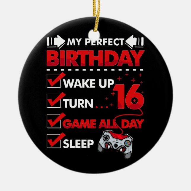 16-jähriger Gamer Boy 16. Perfect Birthday Gaming Keramik Ornament (Vorne)