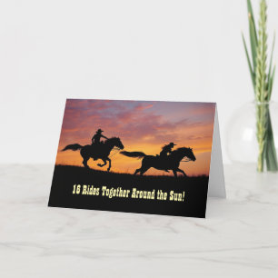 16. Jubiläum Cute Country Western Reiten Karte