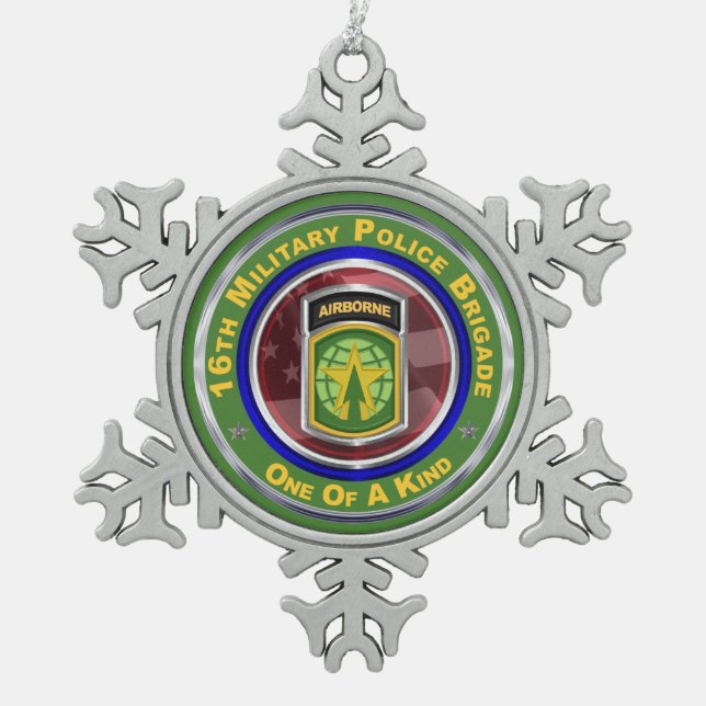 16. Militärpolizei Brigade Keepake Schneeflocken Zinn-Ornament (Vorderseite)