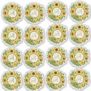 16 Mit Monogramm Sonnenblumenkleber individuell ei Aufkleber