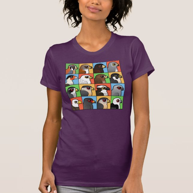16 nordamerikanische Raubvogel-Profile T-Shirt (Vorderseite)