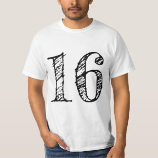 16 Nummer 16 Riesenmanuskript T-Shirt