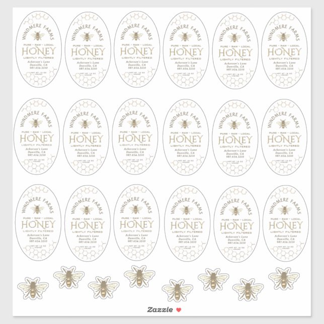 16 oder 32oz Waterproof Queenline Honey Jar Labels (Blatt)
