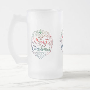 16 oz de tasse de verre dépoli - Joyeux Noël Editi