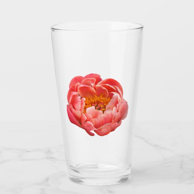 16 oz de verre - pivoine de corail (Devant)