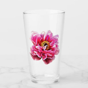16 oz de verre tumbler pivoine rose