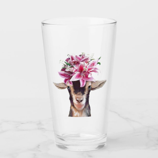 16 oz Glas-Wäscher Lily the Goat Glas (Vorderseite)