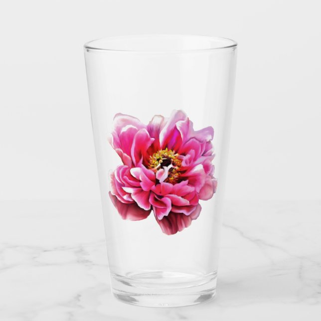16 oz Glas Wäscher rosa Peony (Vorderseite)