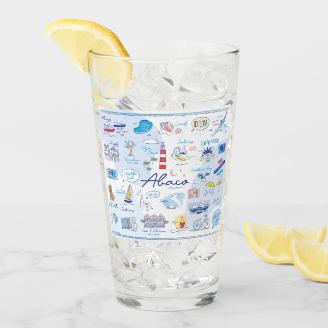 16 Oz Glass Cup "The ABC's of Hope Town" Glas (Vorderseite Ice)