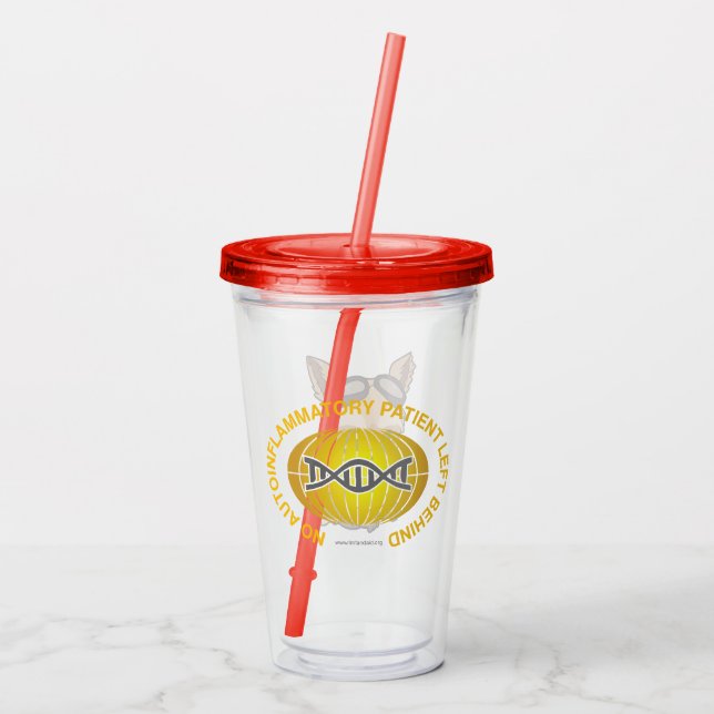 16 Oz JJ fliegt keinen Patienten Links hinter Tumb Acryltrinkbecher (Rückseite)