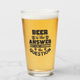 16 oz (Unze) Pint Bierglas - "Beer Answer" Glas