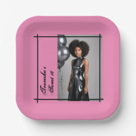 16-Party-Papierserviette Rosa Schwarz Pappteller