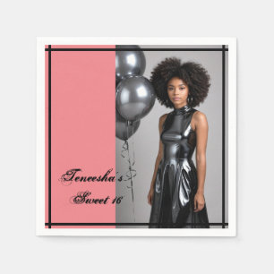 16-Party-Papierserviette Rosa Schwarz Serviette